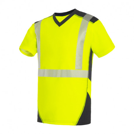 Tee-shirt JAKARTA MANCHES COURTES Coton/Polyester JAUNE/MARINE 