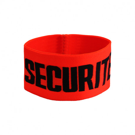 Brassard ELASTIQUE ORANGE FLUO SECURITE NOIR